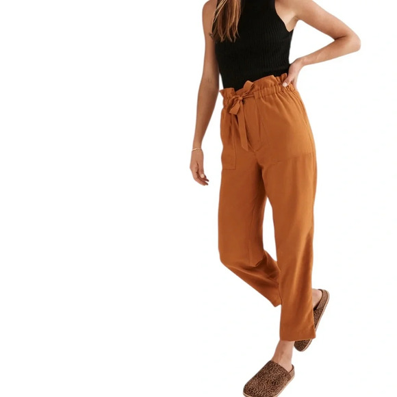 Madewell Dunaway High Waisted Paperbag Pants in Golden Pecan Size L - Picture 9 of 9